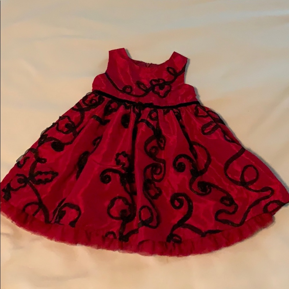 Red fancy girl’s dress, size 24 months